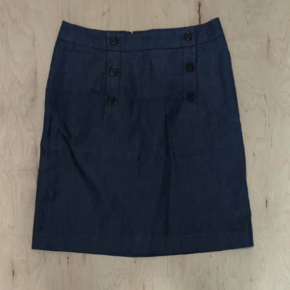 LOFT Navy Buttoned Pencil Skirt